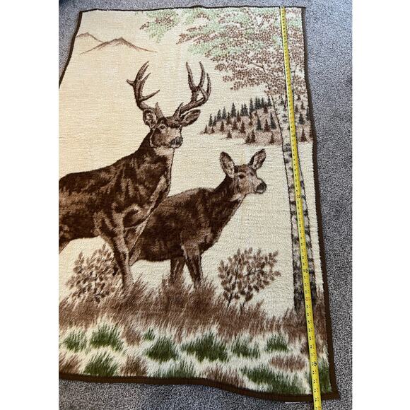 biederlack BUCK & DOE Reversible Blanket 85% Polyester 15% Acrylic 74X52 - Picture 4 of 7
